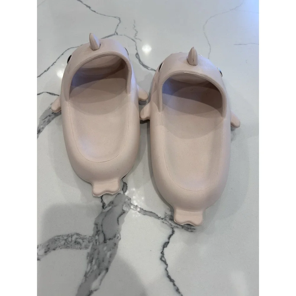 Men's Light Pink Shark Slide Sandals Lightweight 3D Slip-On EU 44-45 US 11.5